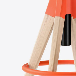 Pedrali Arki-Stool ARKW6 stool in oak wood with orange metal footrest Buy now on Shopdecor